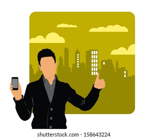 Man with smartphone. Vector