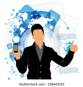 Man with smartphone. Vector
