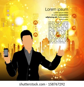 Man with smartphone. Vector