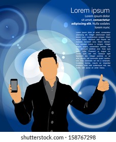 Hombre con smartphone. Vector