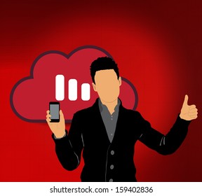 Man with smartphone. Vector 