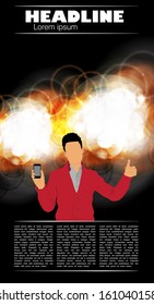 Hombre con smartphone. Vector