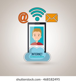 man smartphone wifi service vector illustration graphic