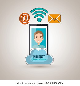 man smartphone wifi service vector illustration graphic