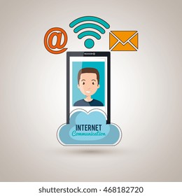 man smartphone wifi service vector illustration graphic