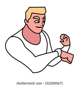 Man with smartwatch design, Wearable technology media gadget application multimedia and wireless theme Vector illustration