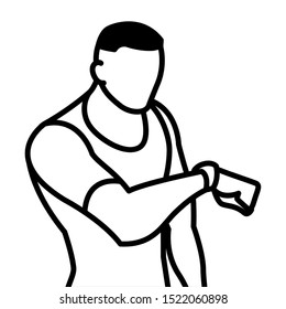 Man with smartwatch design, Wearable technology media gadget application multimedia and wireless theme Vector illustration
