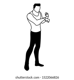 Man with smartwatch design, Wearable technology media gadget application multimedia and wireless theme Vector illustration