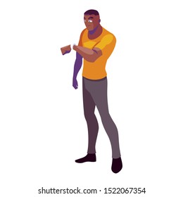 Man with smartwatch design, Wearable technology media gadget application multimedia and wireless theme Vector illustration