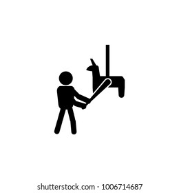 The man is smashing PiÃ±ata icon. Elements of culture of Mexico icon. Premium quality graphic design icon. Simple love icon for websites, web design, mobile app, info graphics on white background