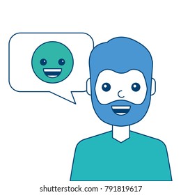 man with smile emoticon in speech bubble