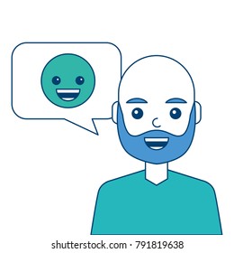 man with smile emoticon in speech bubble