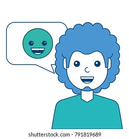 man with smile emoticon in speech bubble