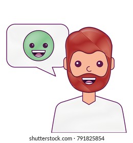 man with smile emoticon in speech bubble