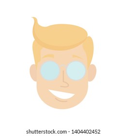 Man. Smile. Head. Icon. Glasses. Vector illustration. EPS 10.