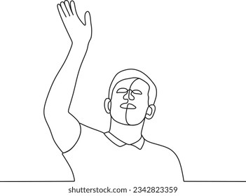 man smiles and waves his hand