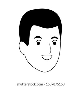 man smiling cartoon icon over white background, vector illustration