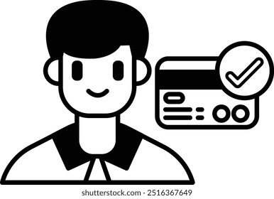 A man is smiling with a credit card