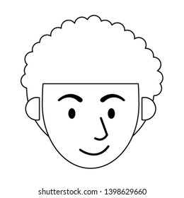 Man smiling face cartoon in black and white