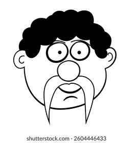 Man smiling face cartoon in black and white