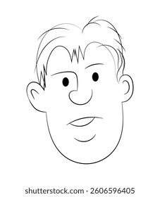 Man smiling face cartoon in black and white