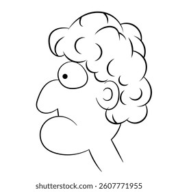Man smiling face cartoon in black and white