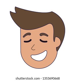 Man smiling face cartoon blue lines