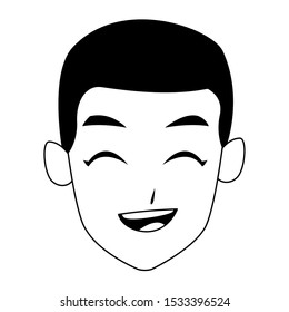 man smiling face cartoon icon over white background, vector illustration