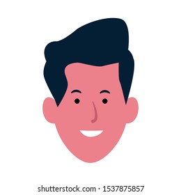man smiling face icon over white background, vector illustration