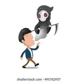 Man Smoke Devil Cartoon Dead Vector