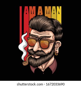 Man Smoke retro vector illustration for your company or brand