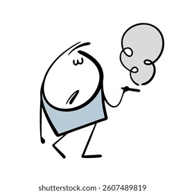 Man smokes in a public place. Vector illustration of unhealthy lifestyle and bad habits. Isolated cartoon character on white background.