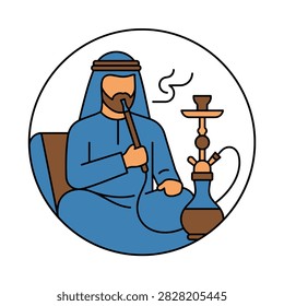A man smokes a traditional shisha pipe