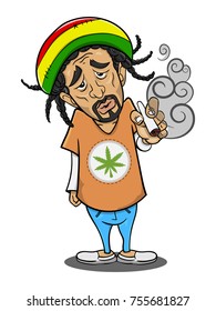 A Man Smoking Cannabis Cartoon Vector