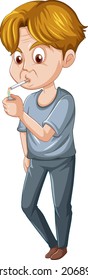A man smoking cartoon character on white background illustration