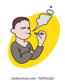 Man Smoking Cartoon Hand Drawn Image Stock Vector (Royalty Free ...