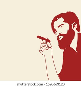 Man smoking Cigarette in action