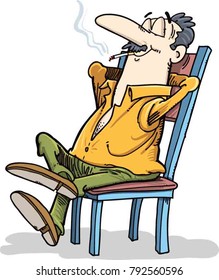 Man Smoking a Cigarette or cigar, vector illustration