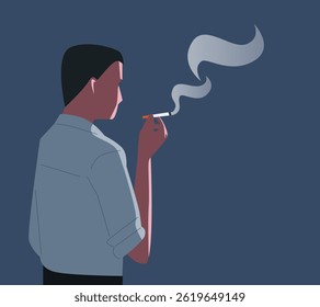 man smoking a cigarette in the dark