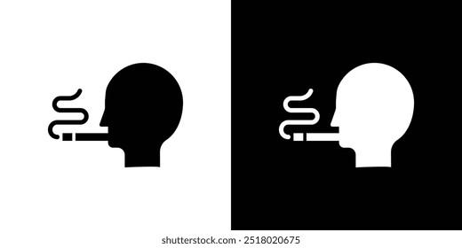 hombre fumando icono de cigarrillo Flat fill set colección