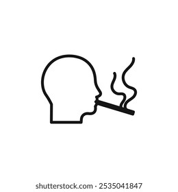 man smoking cigarette icon Isolated flat vector in outline