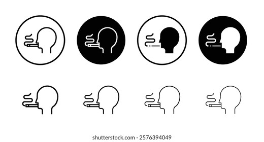 man smoking cigarette icon logo sign set vector outline