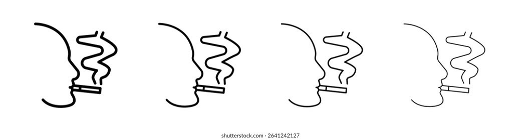 man smoking cigarette icon Outline sign symbol set