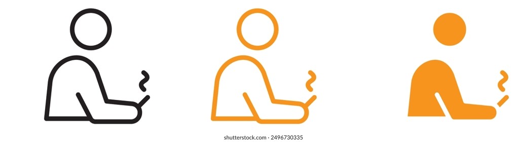 Man Smoking Cigarette Icon Set Health Risk Illustrations for Awareness and Cessation Campaigns