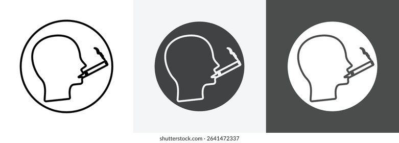 man smoking cigarette icon set vector art