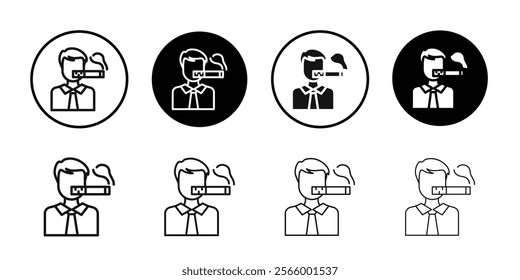 man smoking cigarette icon Simple thin outline