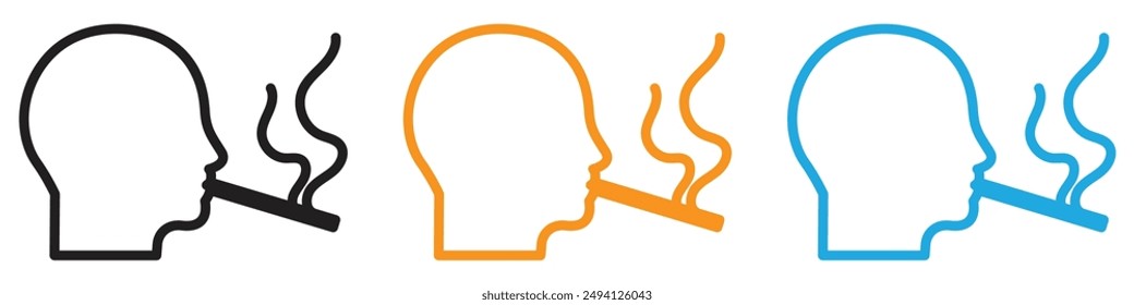 hombre fumando cigarrillo icono Vector logo set colección para Web App ui