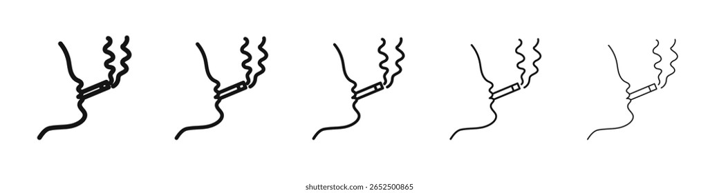 man smoking cigarette icon vector outline set illustration sign