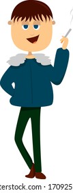 Man smoking cigarette, illustration, vector on white background