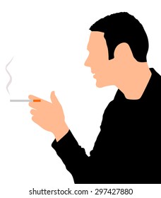 man smoking cigarette, vector